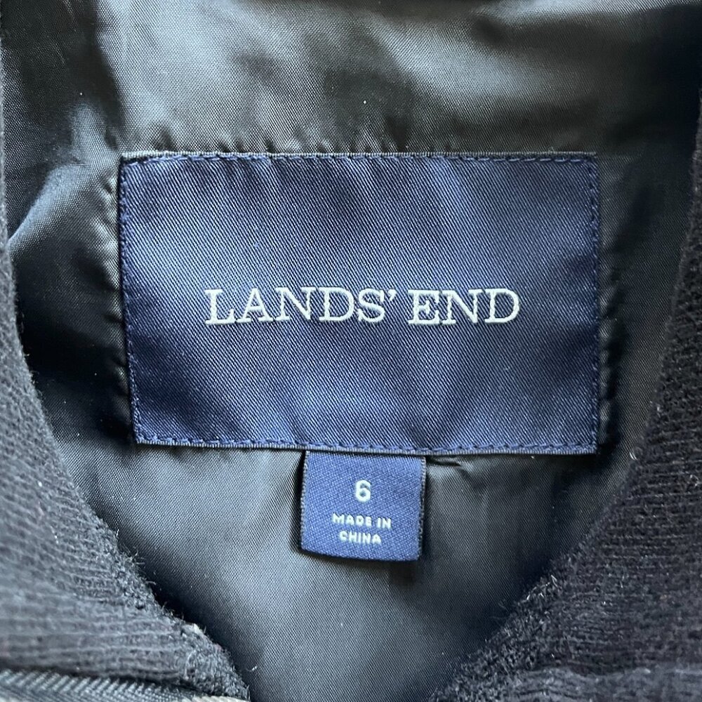 Lands’ End Wool Full Zip Jacket Coat Black Size 6 Classic Outerwear - Picture 2 of 6